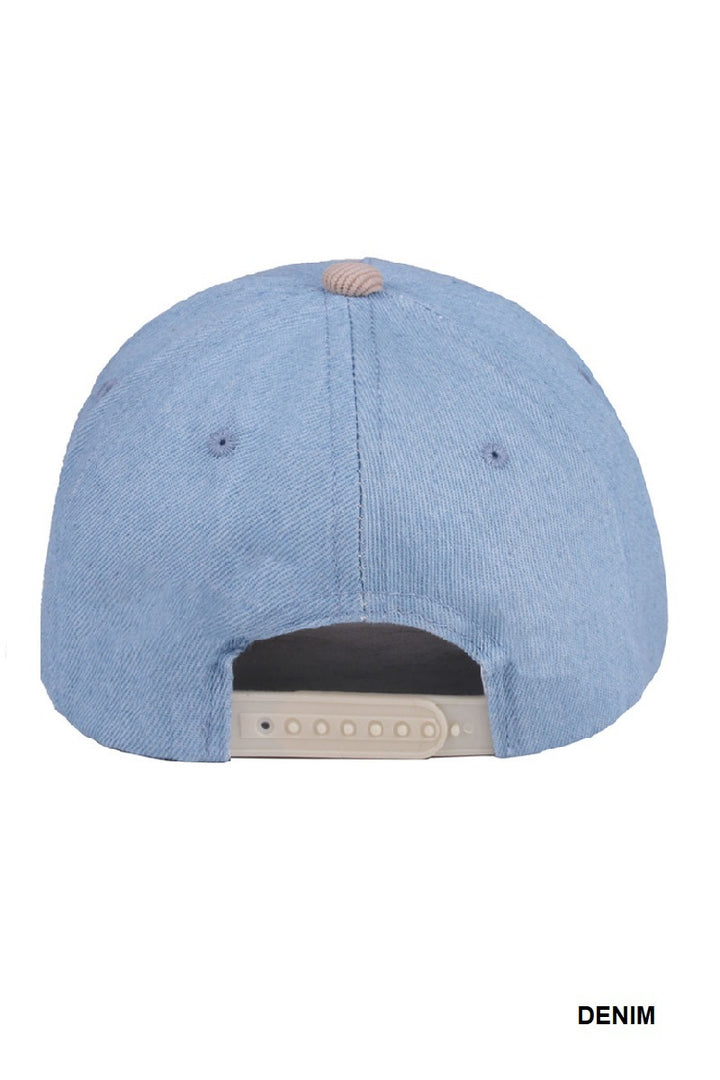Two Tone Corduroy Cap in Denim
