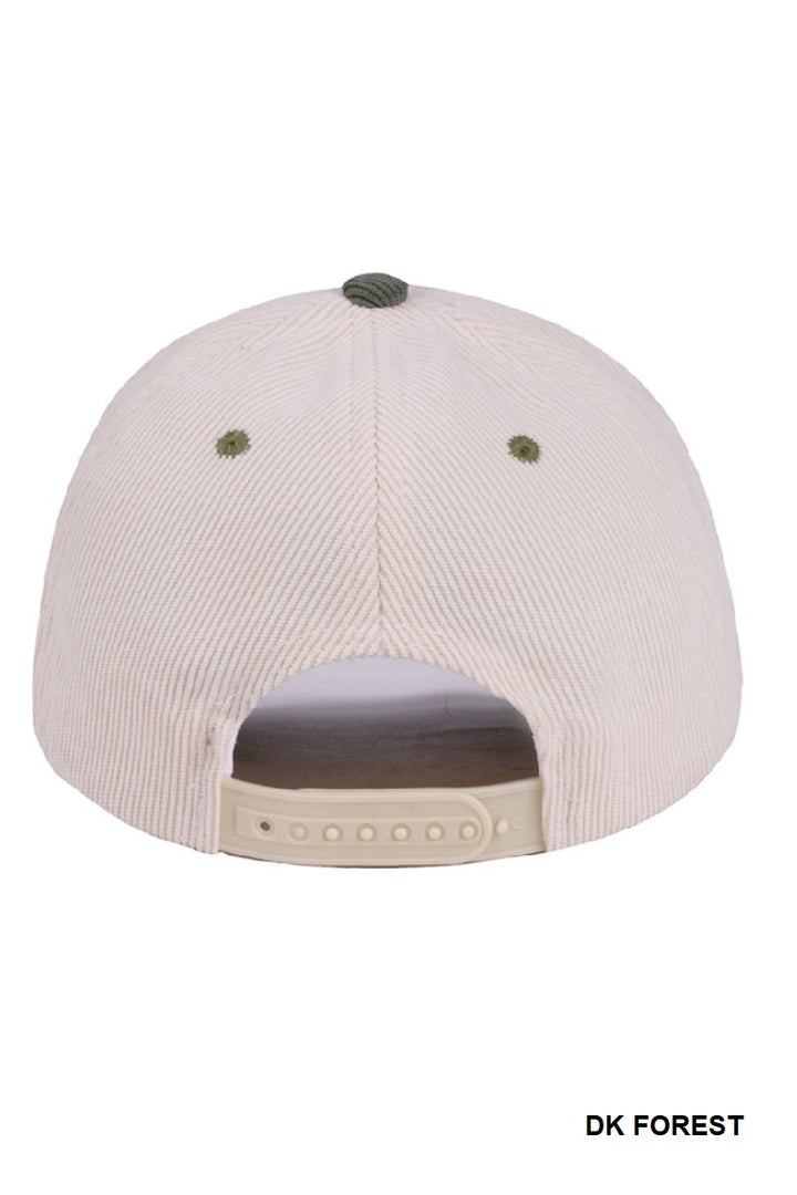 Two Tone Corduroy Cap in Green
