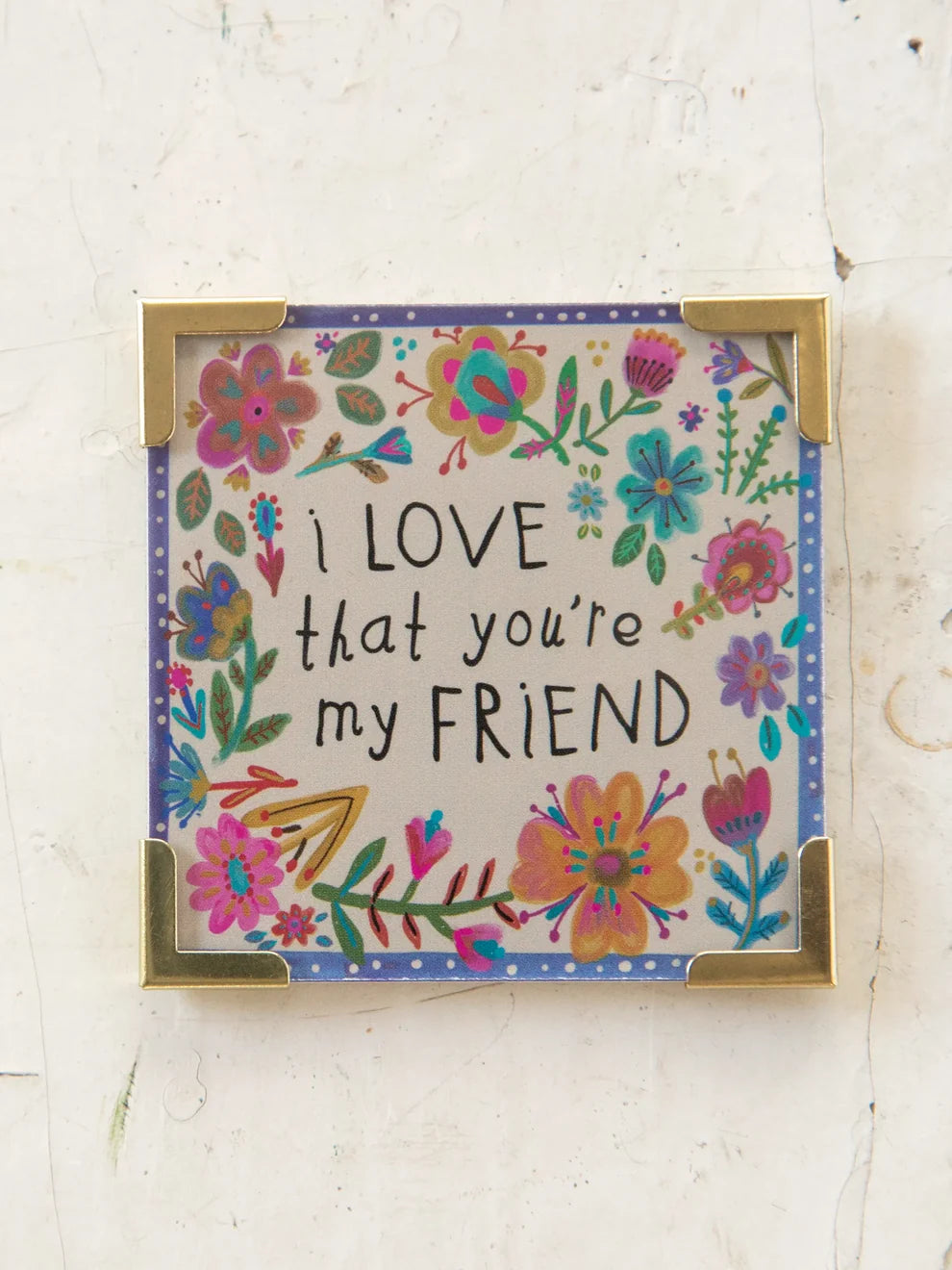 square magnet with floral design