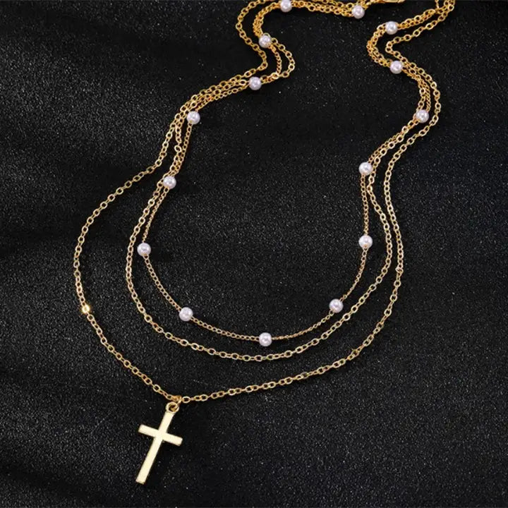 18K Stainless Steel Tarnish Free Cross Necklace