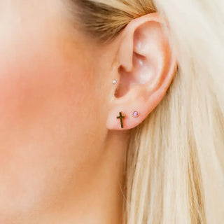 Cathering Cross Flatback Stud Earrings
