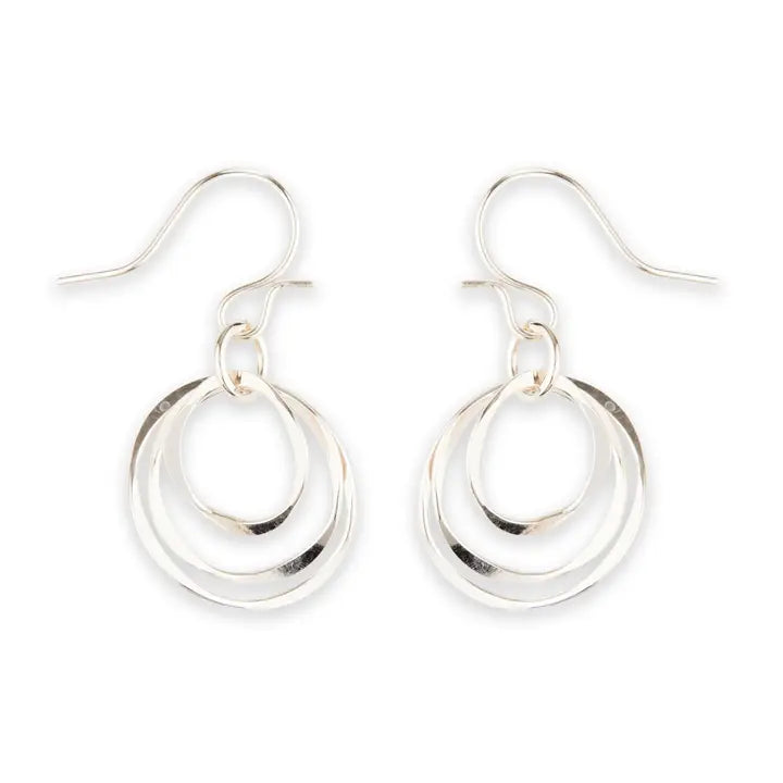 Silver hoop earrings on a white background