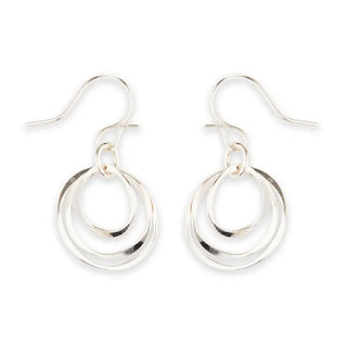 Silver hoop earrings on a white background