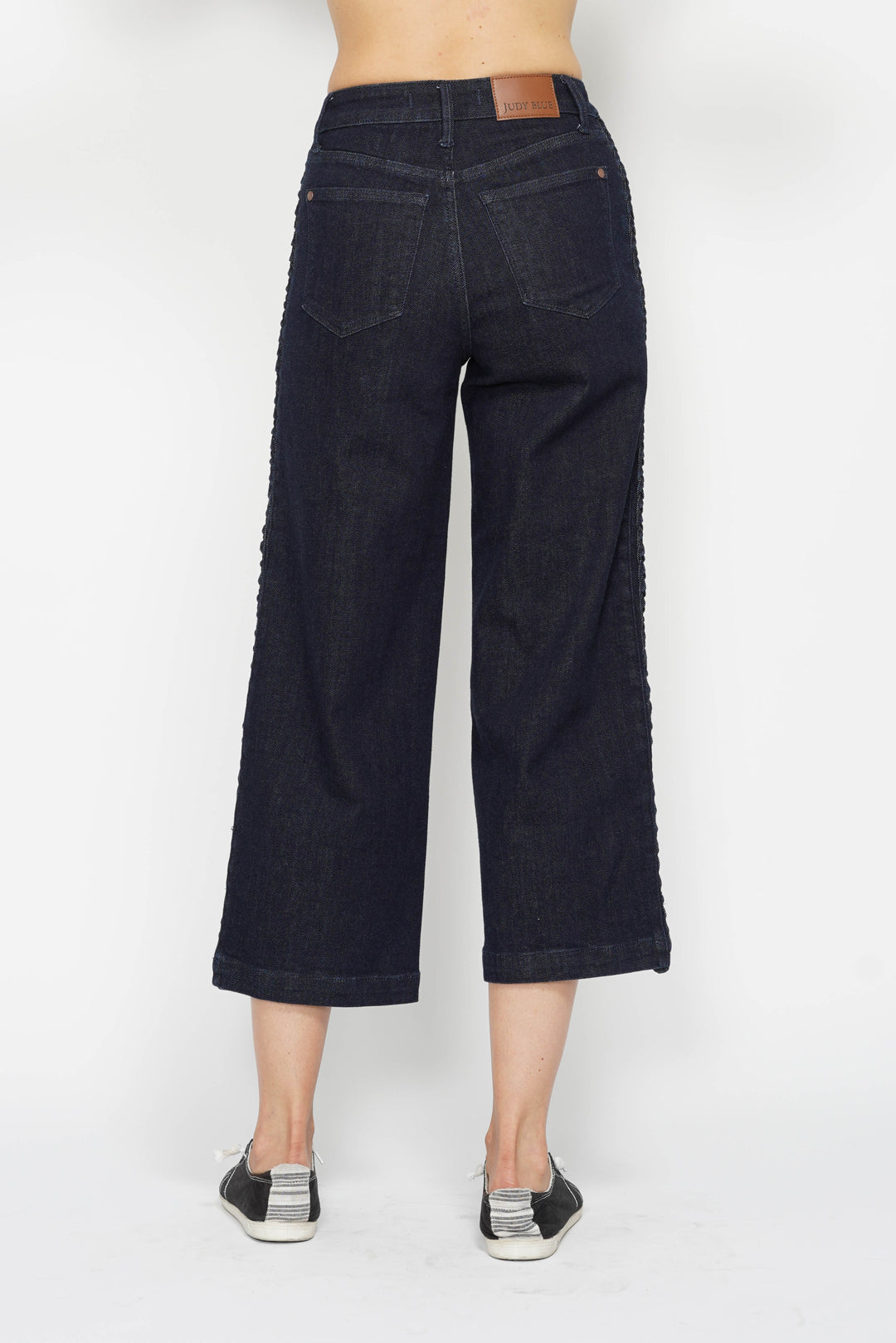 Judy Blue Side Seam Braid Crop Wide Jean