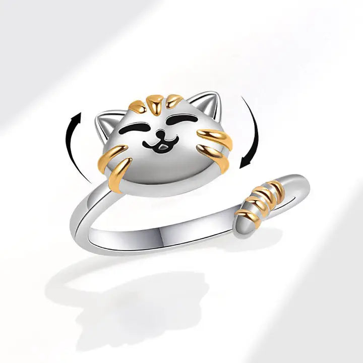 Dainty Cat Anxiety Fidget Adjustable Ring