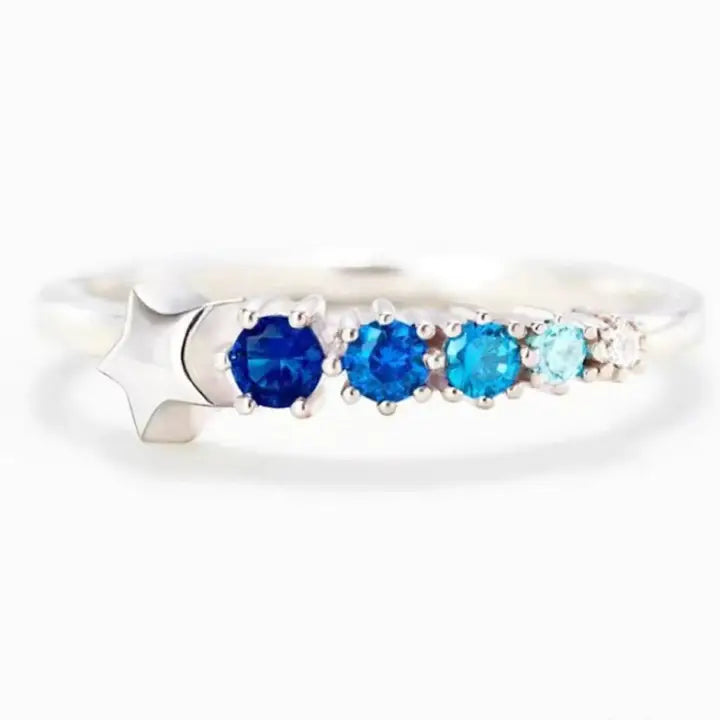 Dainty Blue Star Stackable Ring Size 7
