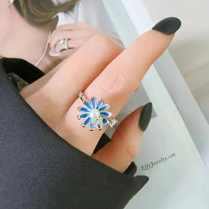 Daisy Anxiety Fidget Spinner Ring