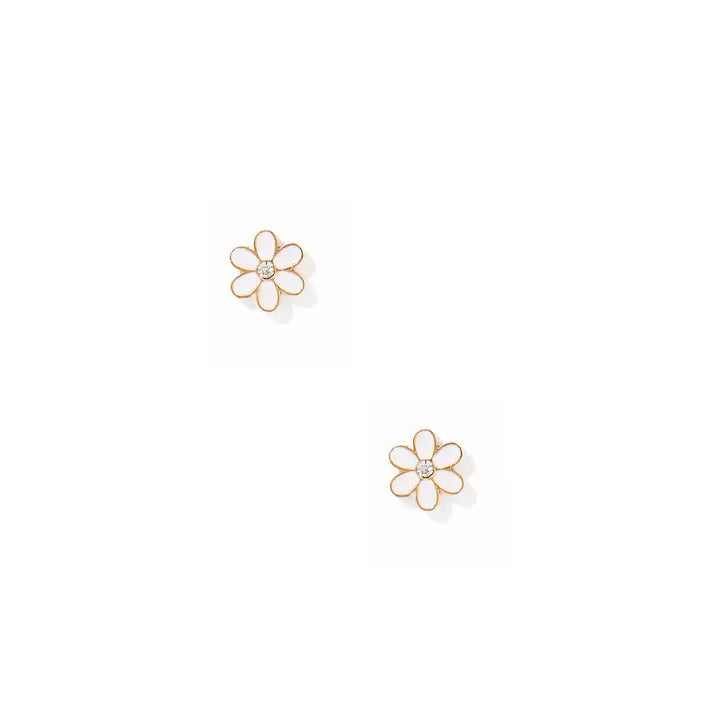 Alli White Daisy Flatback Stud Earrings