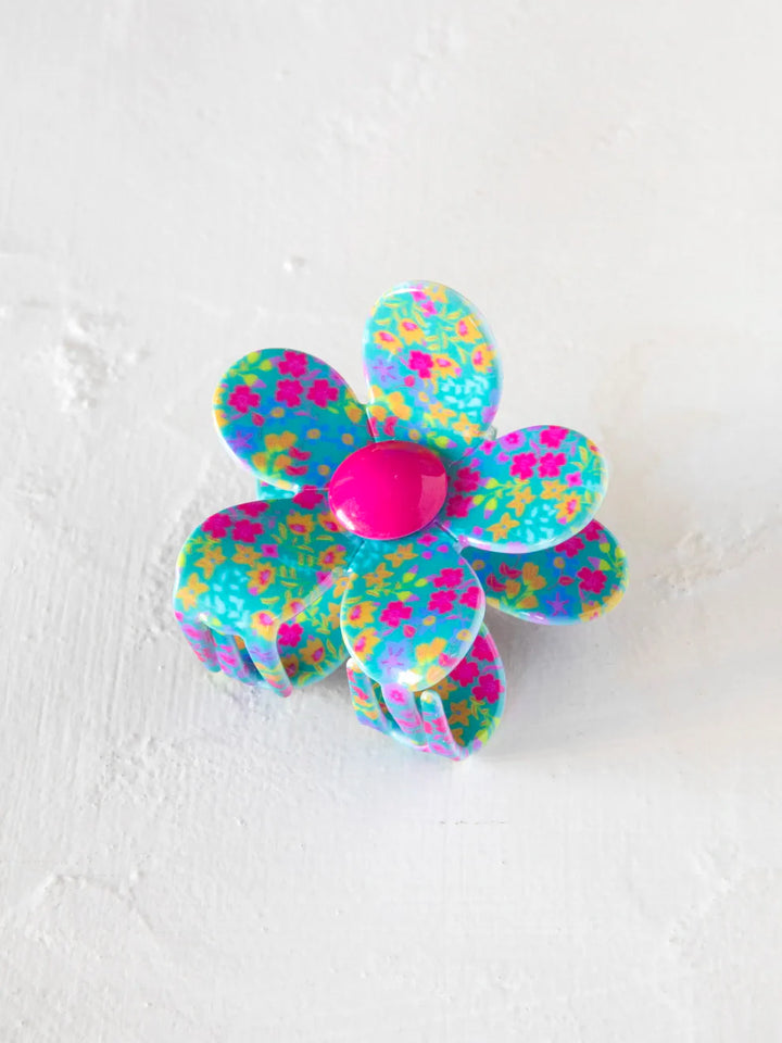Colorful flower-shaped object on a white background
