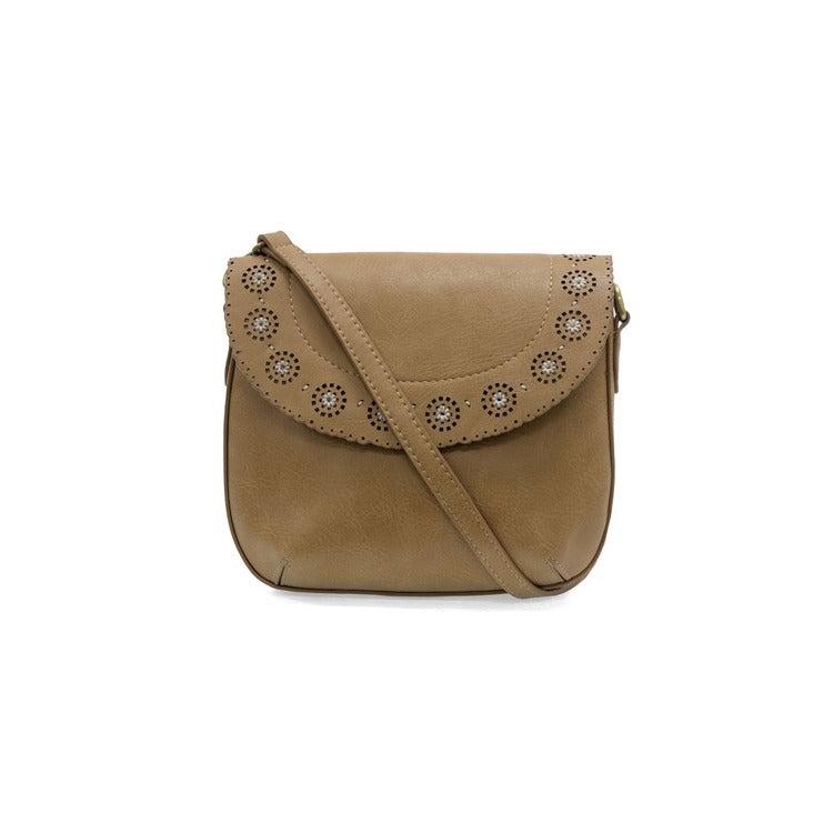 Tan Lazer Cut Daisy Crossbody Bag

