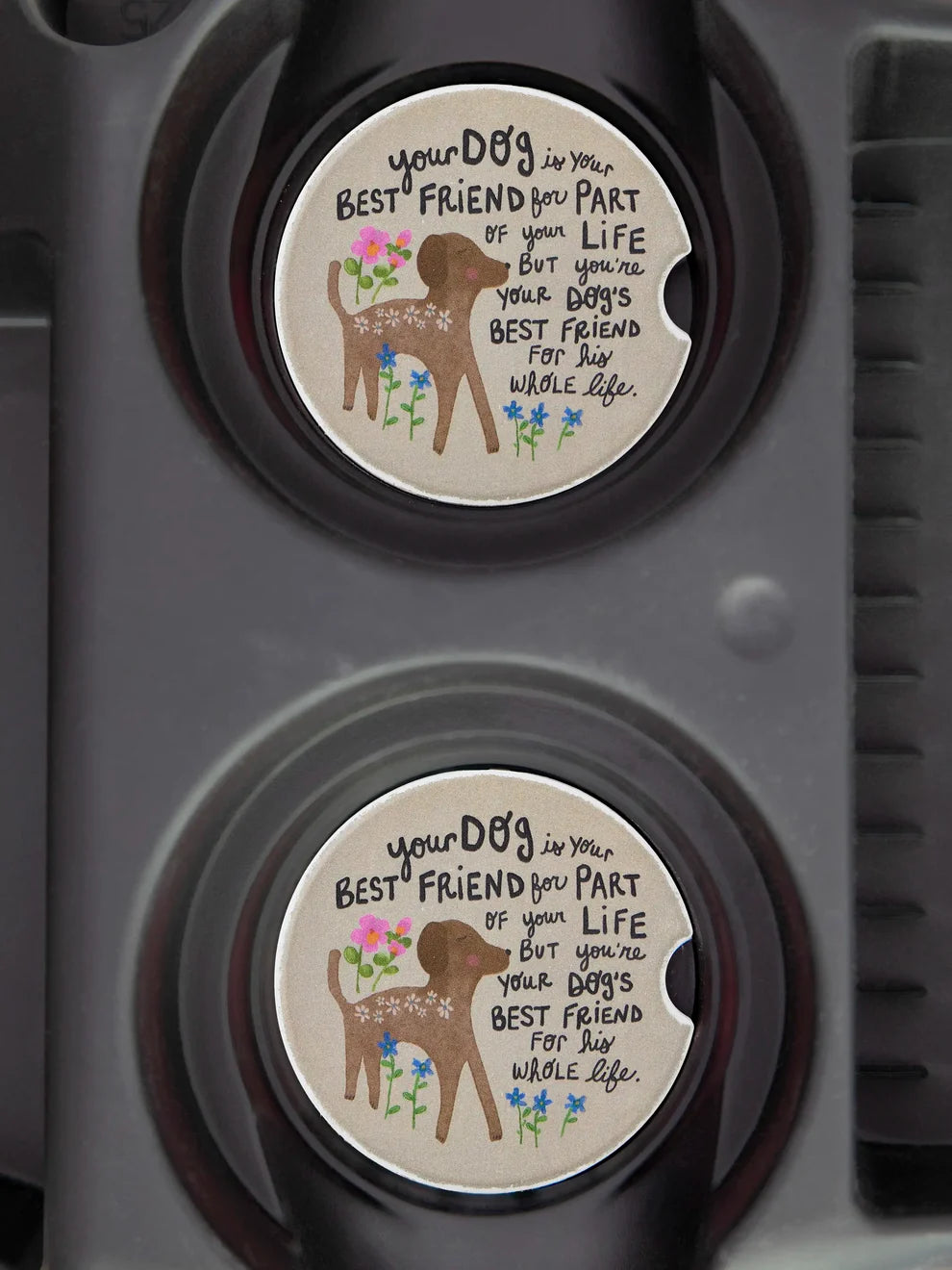 Set of Two Car Coasters- Dog Best Friend