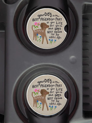 Set of Two Car Coasters- Dog Best Friend