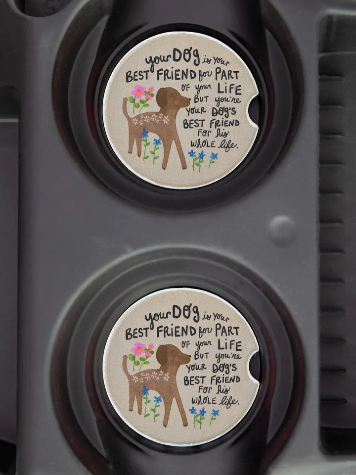 Set of Two Car Coasters- Dog Best Friend