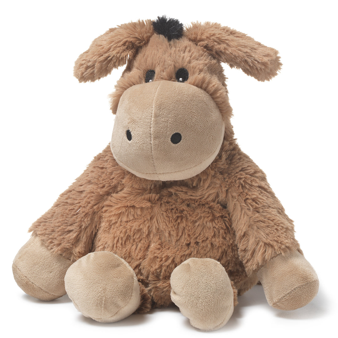 Plush donkey toy on a white background