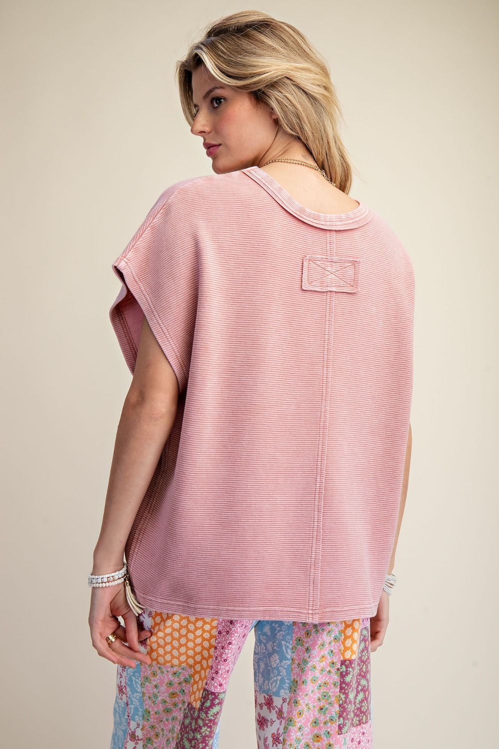 Drop Shoulder Washed Top in Mauve