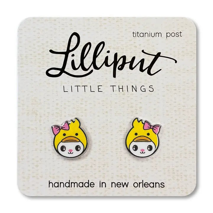 Easter bunny with ducky hat post earrings