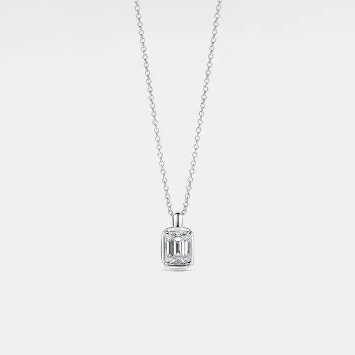 Emerald-Cut 1.0 ct Moissanite Sterling Silver Necklace