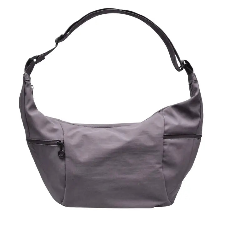 gray sling bag