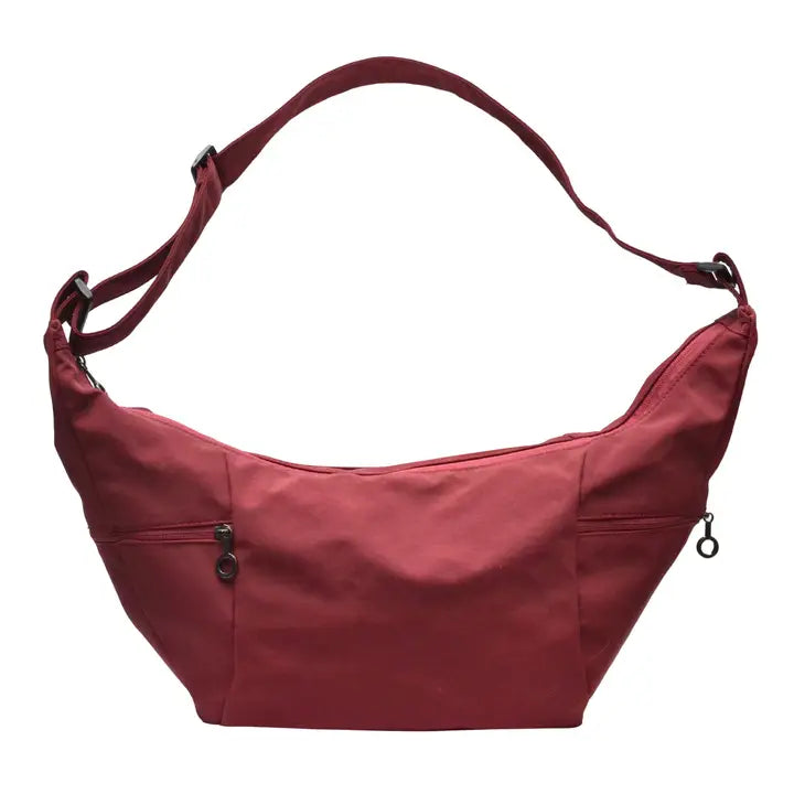 red sling bag