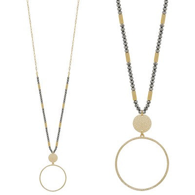 Gold necklace with hematite beading
