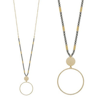 Gold necklace with hematite beading