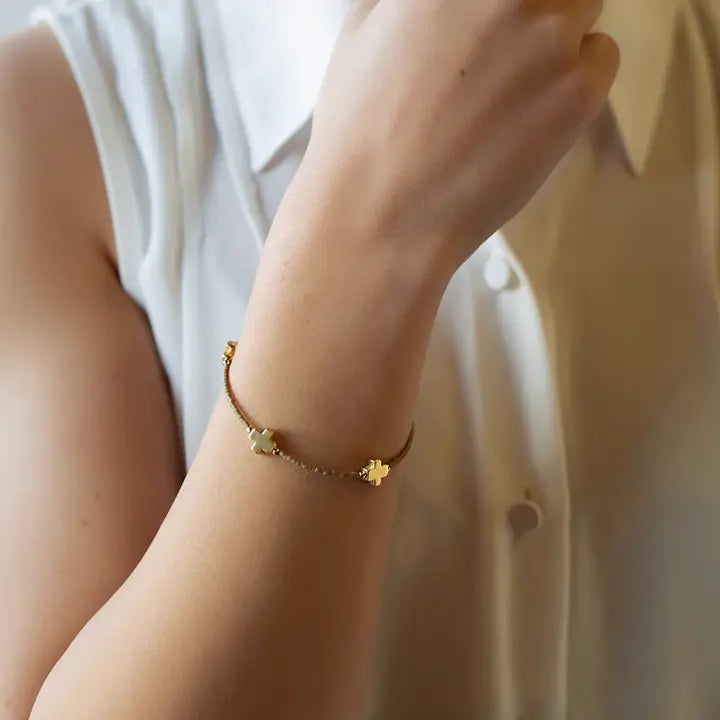 Faithful Cross Bangle in Mocha