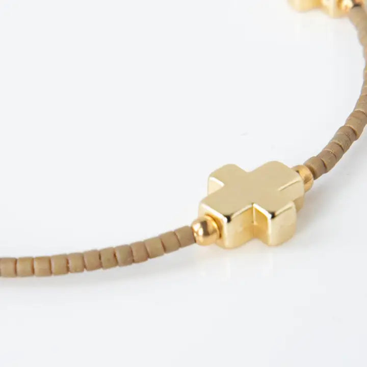 Faithful Cross Bangle in Mocha