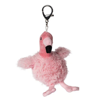 bag charm shaped like a plush flamingo