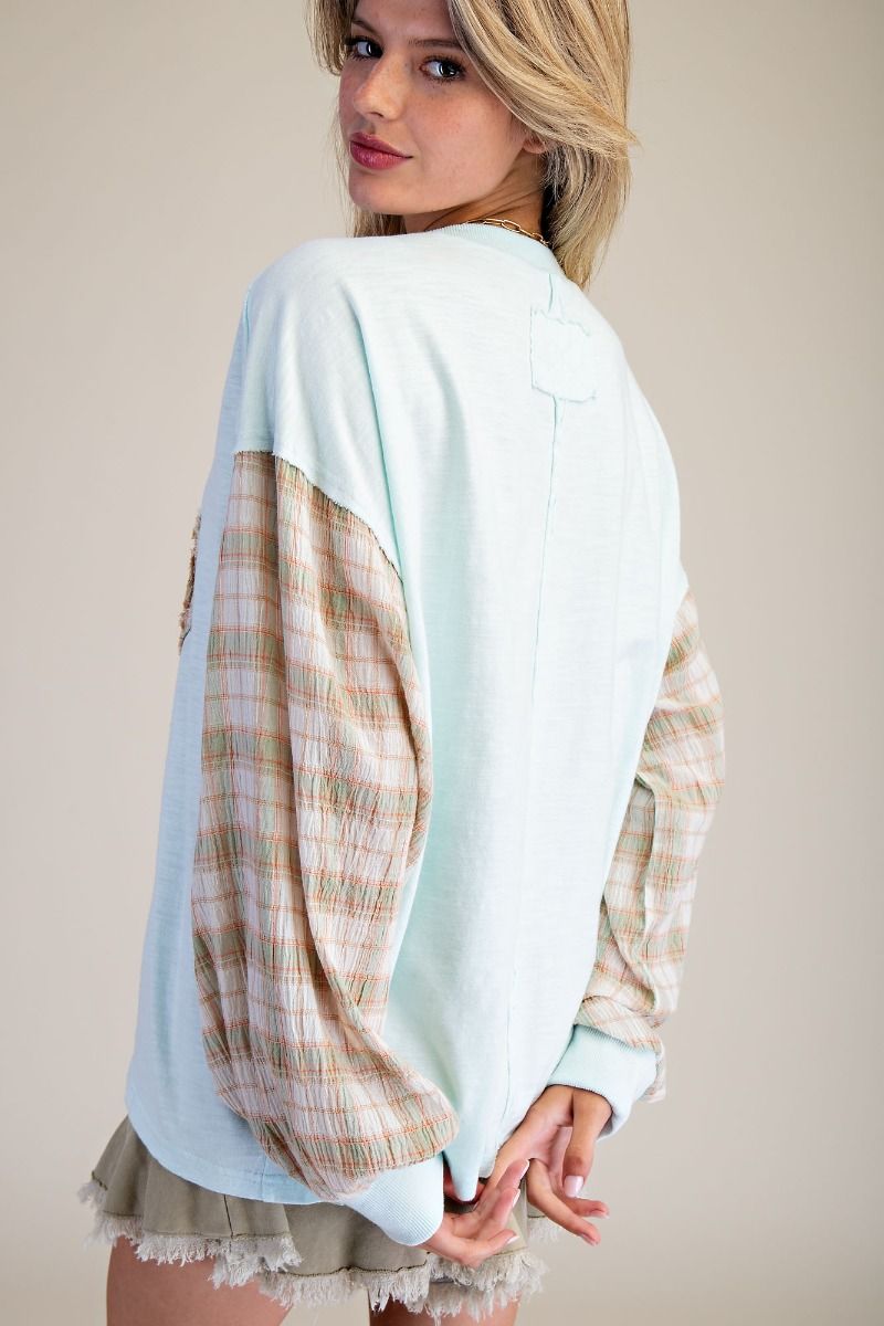 Flower Patch Cotton Top in Mint