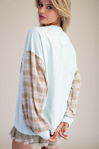 Flower Patch Cotton Top in Mint