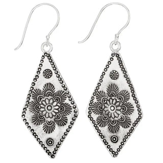Sterling Silver Flower Stamped Hilltribe Earrings