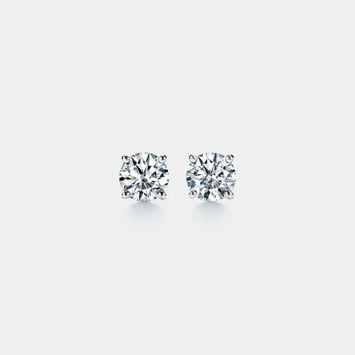 Four Prong Moissanite Stud Earrings in .925 Sterling Silver