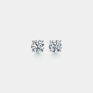 Four Prong Moissanite Stud Earrings in .925 Sterling Silver