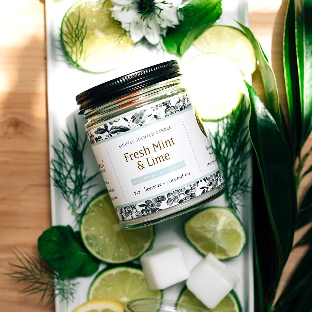 Fresh Mint and Lime Essential Oil Jar Candle