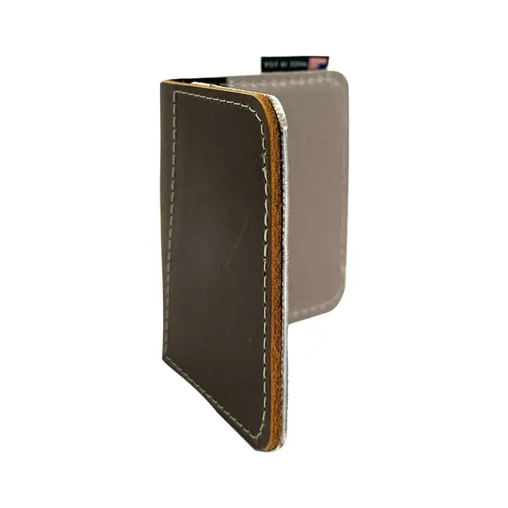 Brown leather phone case on a white background