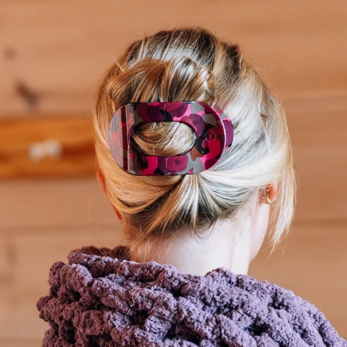 Teleties Flat Round Hair Clip- Garden Glam