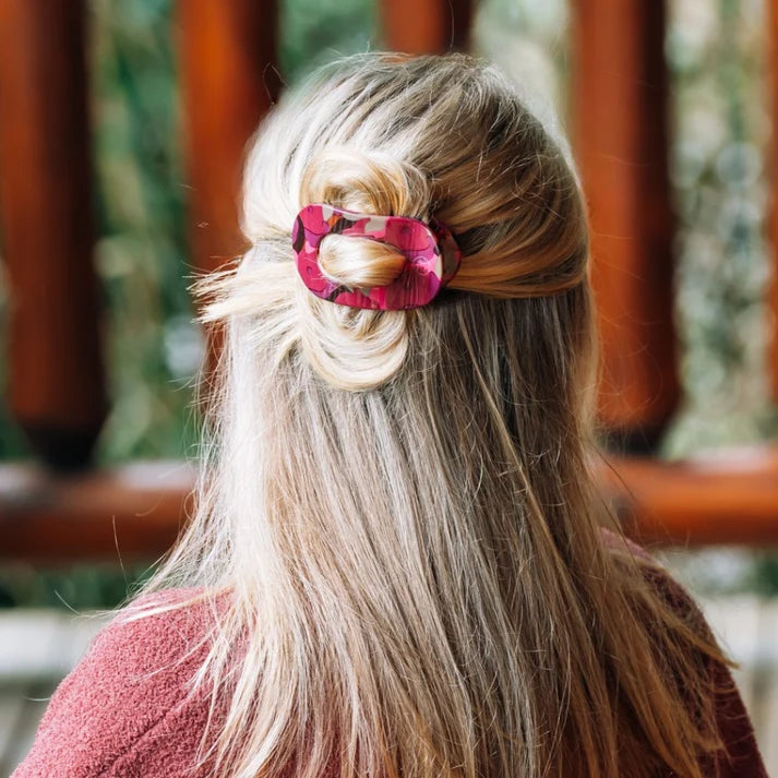 Teleties Flat Round Hair Clip- Garden Glam