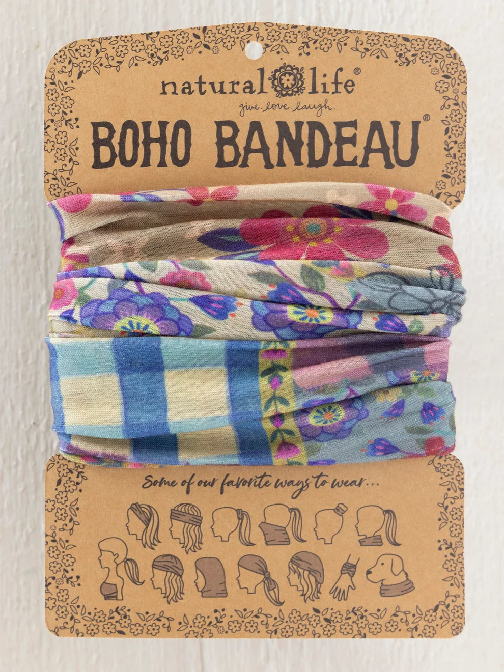 blue and pink patchwork bandeau