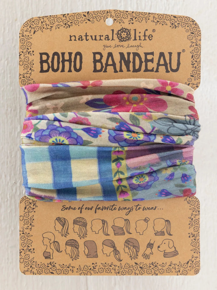 blue and pink patchwork bandeau