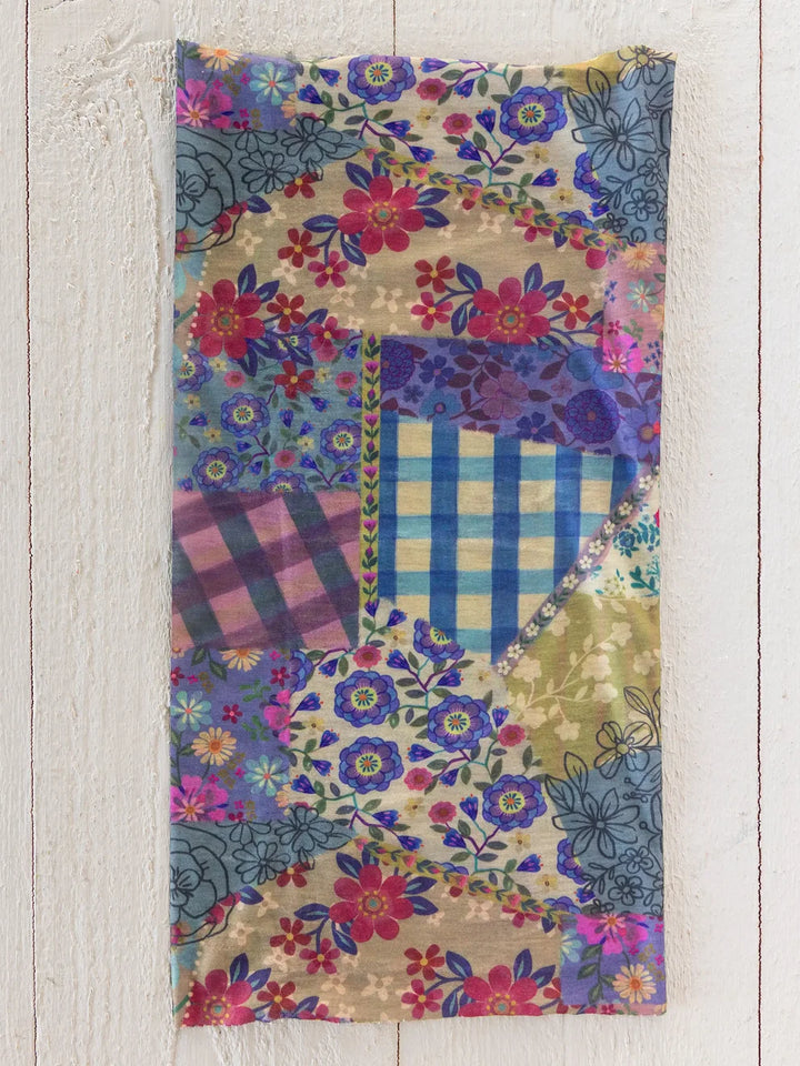Full Boho Bandeau Headband in Gingham Floral Patchwork
