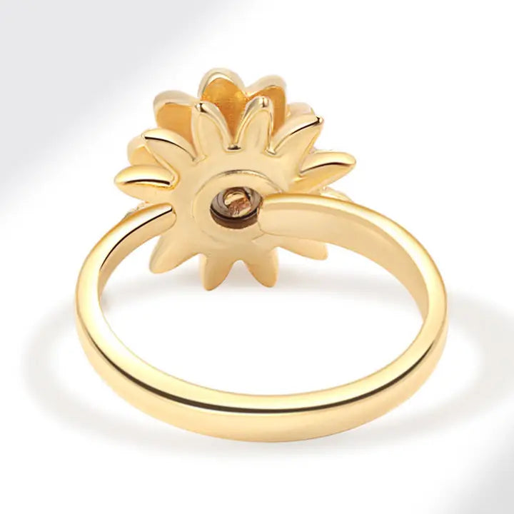 Gold Enamel Daisy Fidget Spinner Ring