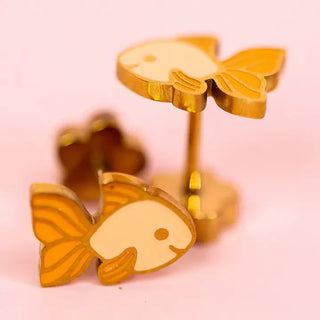 goldfish earrings with gold accents