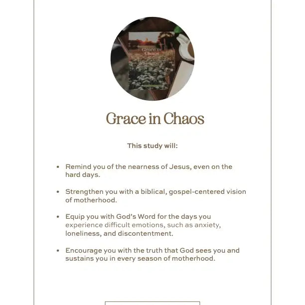 Grace in Chaos Motherhood Bible Study Book