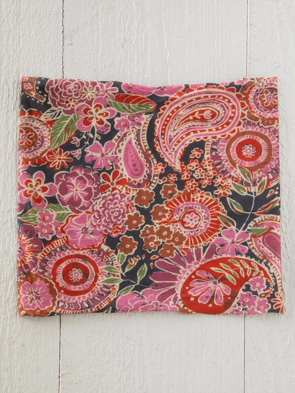 Half Boho Bandeau Headband in Black Sketched Paisley