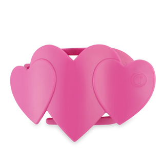 pink flat hair clip in the shape of 3 hearts side by side