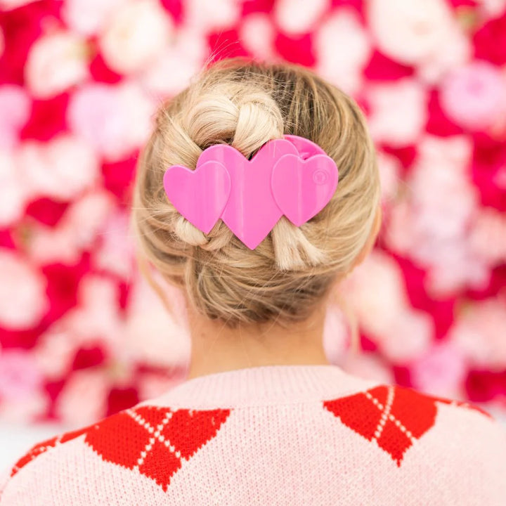 Teleties Flat Hair Clip- Pink Heart To Heart