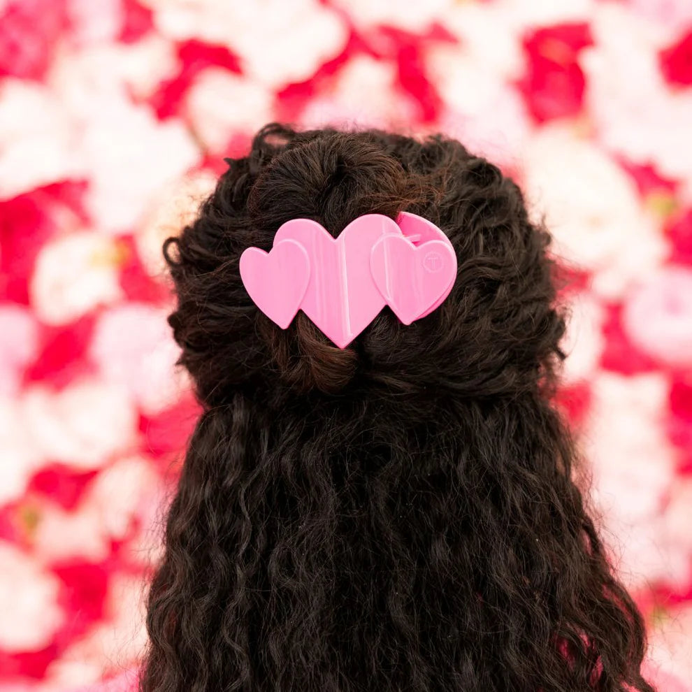 Teleties Flat Hair Clip- Pink Heart To Heart