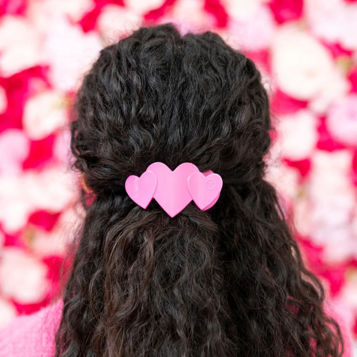 Teleties Flat Hair Clip- Pink Heart To Heart