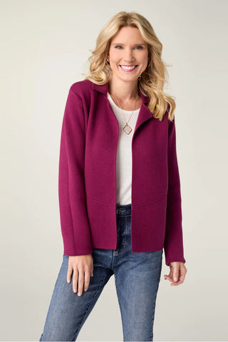 Heavenly-Luxe Notch Collar Cardigan in Rich Wine