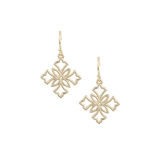 Natalie Wood Designs- Heirloom Mini Cross Drop Gold Earrings